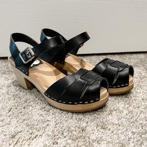 Black Swedish Hasbeens Sandals Size 36, fits a US 6.5